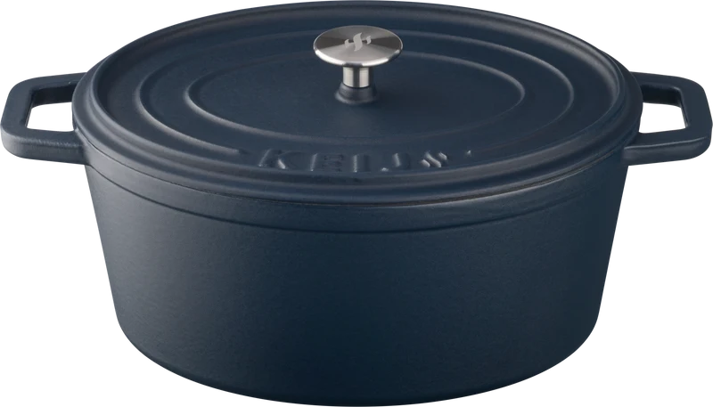 Keij Casserole - 30 cm - 6 liter - Gietijzer - Mat Blauw Emaille