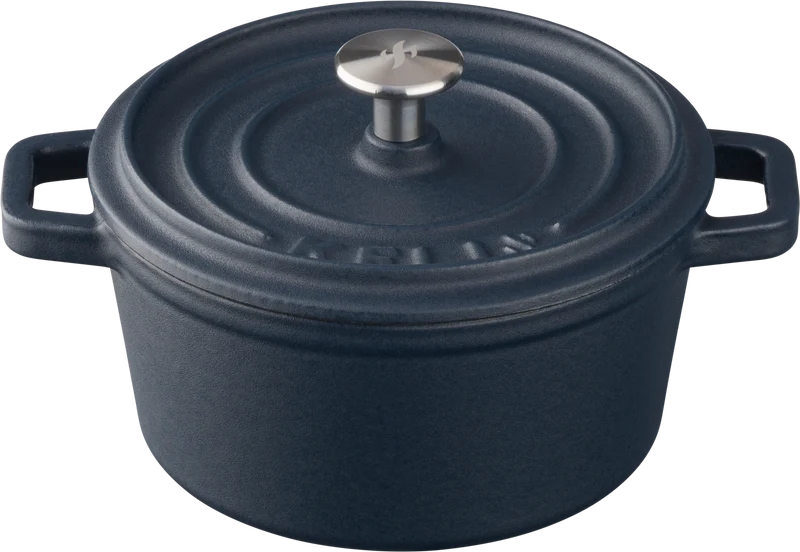 Keij Mini Dutch Oven 0,5L - 14 cm - Gietijzer - Mat Blauw Emaille