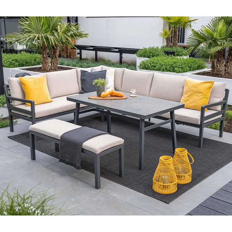 Garden Impressions Corsica – lounge-diningset links – carbon black/desert sand