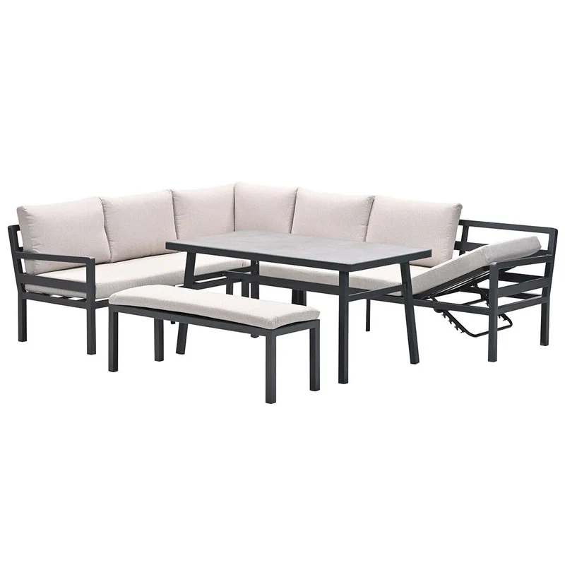 Garden Impressions Corsica – lounge-diningset links – carbon black/desert sand