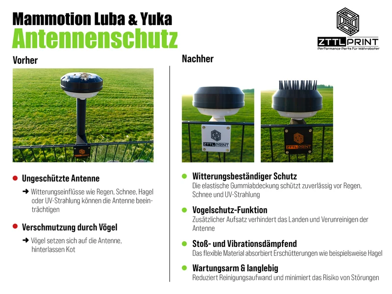 Mammotion Luba mini AWD & Yuka mini Mähroboter Performance Style Antennenschutz