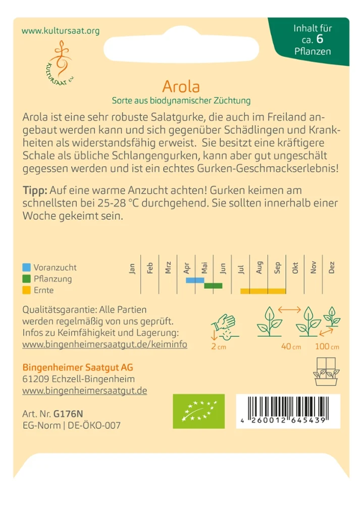 BIO Saatgut Schlangengurke Arola