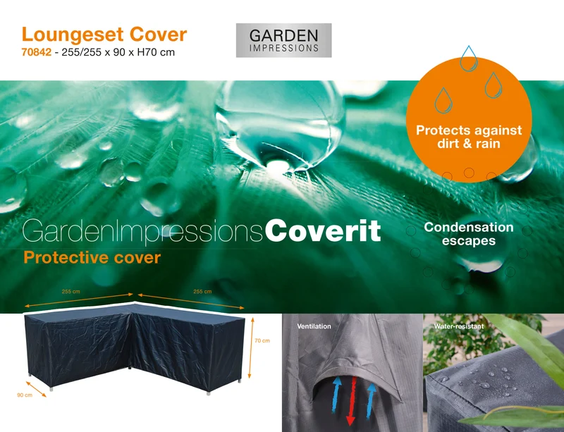 Coverit loungeset L-vorm hoes - 255/255x90xH70 cm