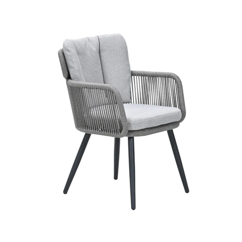 Linares XL dining tuinstoel - carbon black - rope grijs zand - valley sand - Antraciet