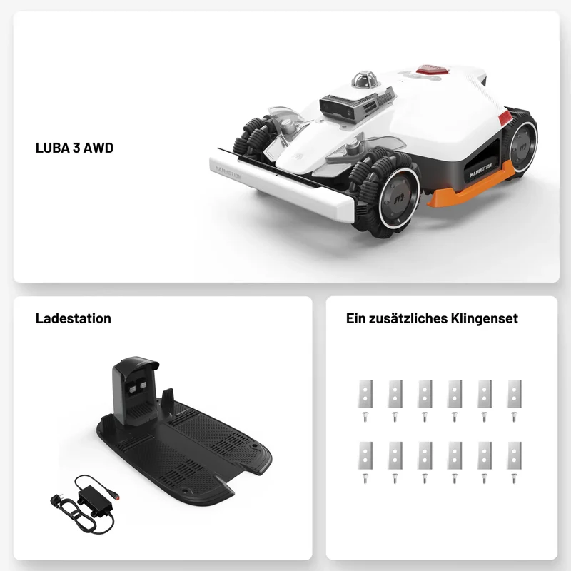 Mammotion LUBA 3 AWD 5000 inkl. gratis Reinigungsständer