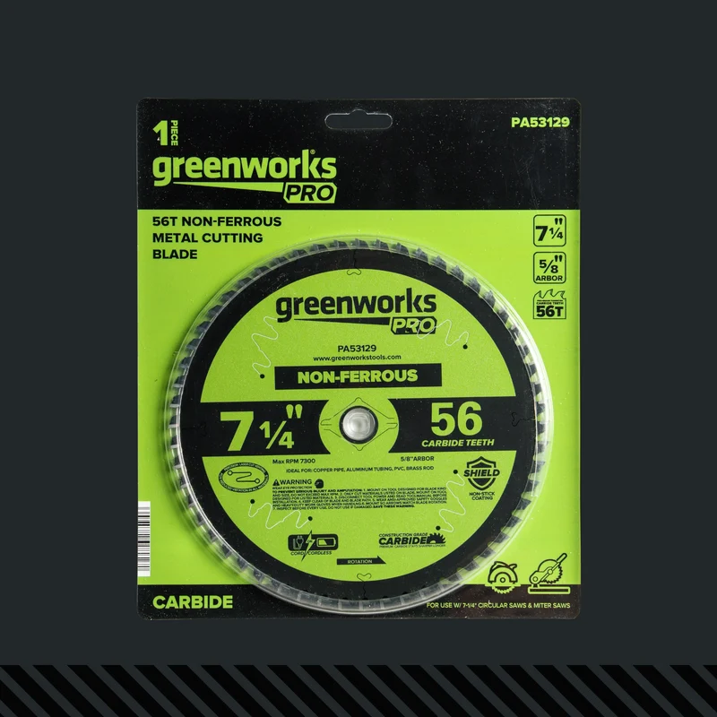 Pro 56-Tooth 7-1/4" Non-Ferrous Metal Cutting Circular Saw Blade with Construction-Grade Carbide Teeth