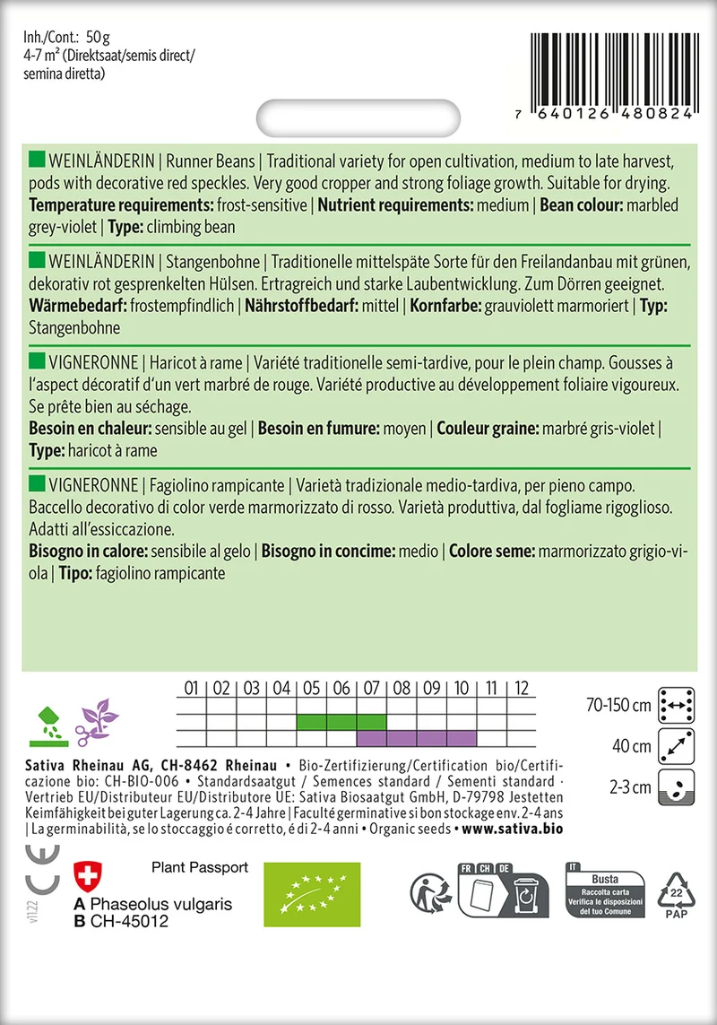 BIO Saatgut Stangenbohne Weinländerin