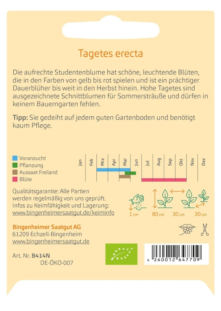 BIO Saatgut Hohe Polsterstudentenblume