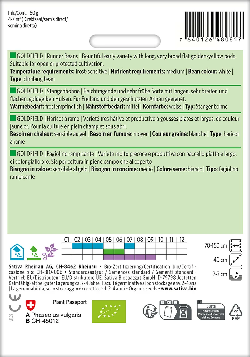 BIO Saatgut Stangenbohne Goldfield