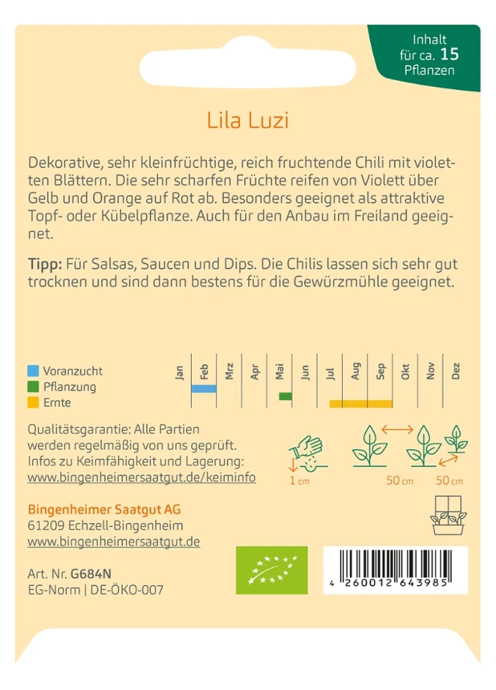 BIO Saatgut Peperoni Lila Luzi