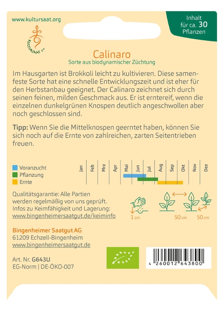 BIO Saatgut Brokkoli Calinaro