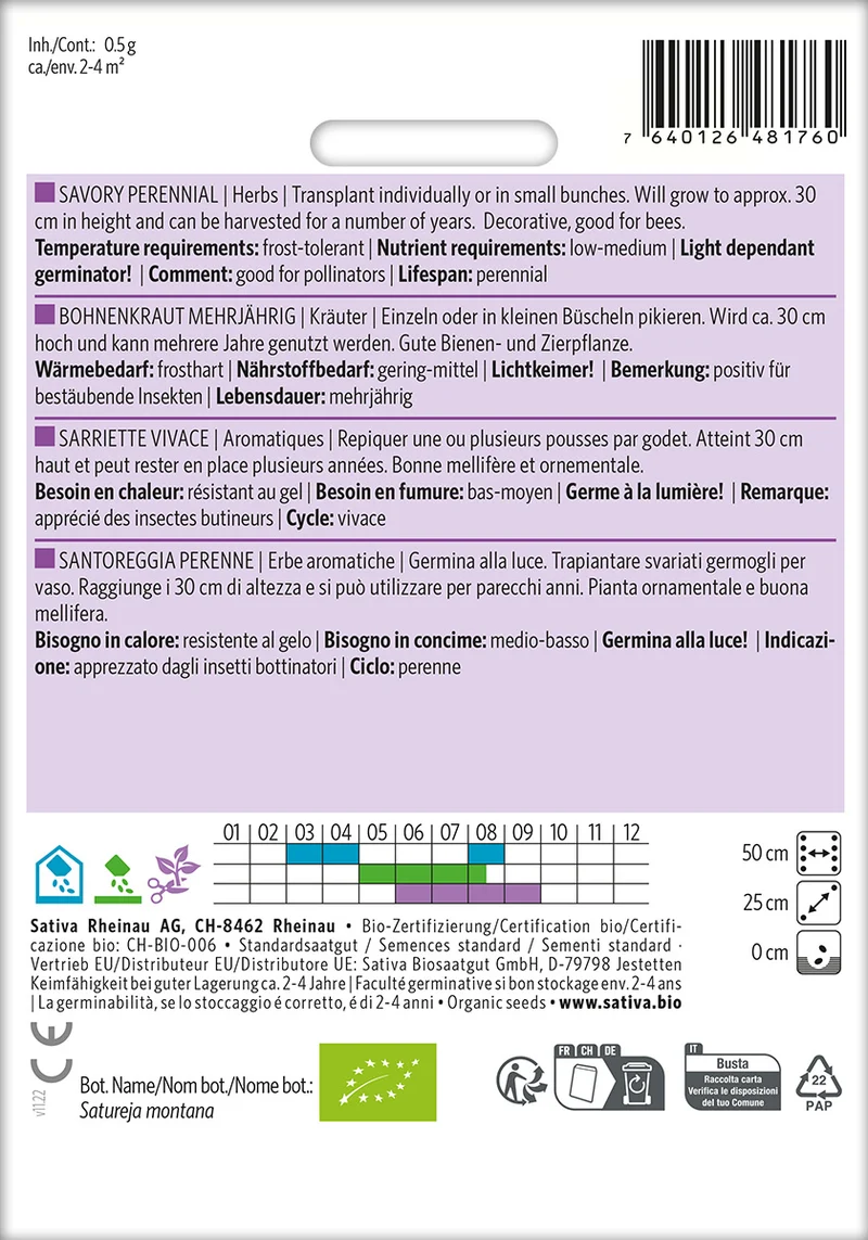 BIO Saatgut Bohnenkraut mehrjährig
