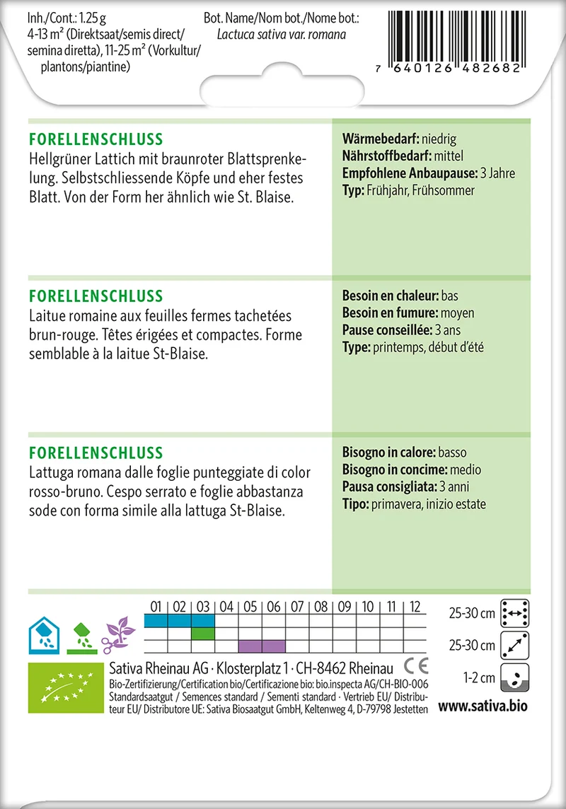 BIO Saatgut Romanasalat Forellenschluss