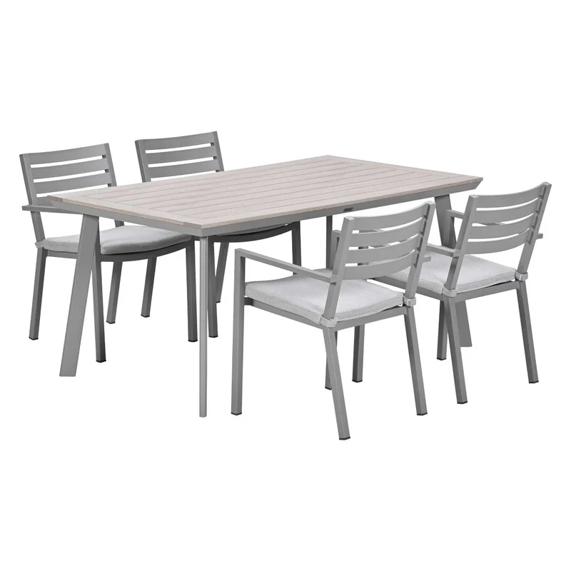 Garden Impressions Oklahoma/Vigo tuinset 4 personen taupe stapelbare stoelen 160 cm