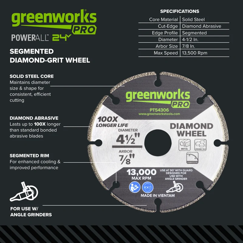 1-PC 4-1/2" Metal Cutting Segmented Diamond Wheel