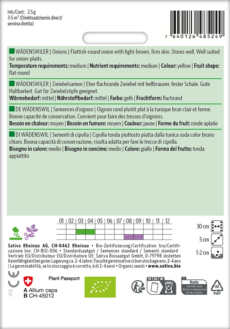 BIO Saatgut Zwiebelsamen Wädenswiler