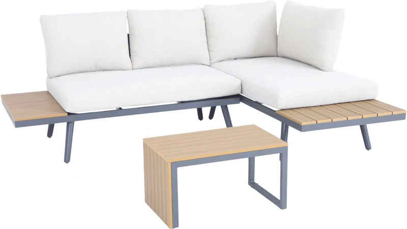 Garden Impressions Forro loungeset - carbon black - natural teak look Vironwood - desert taupe