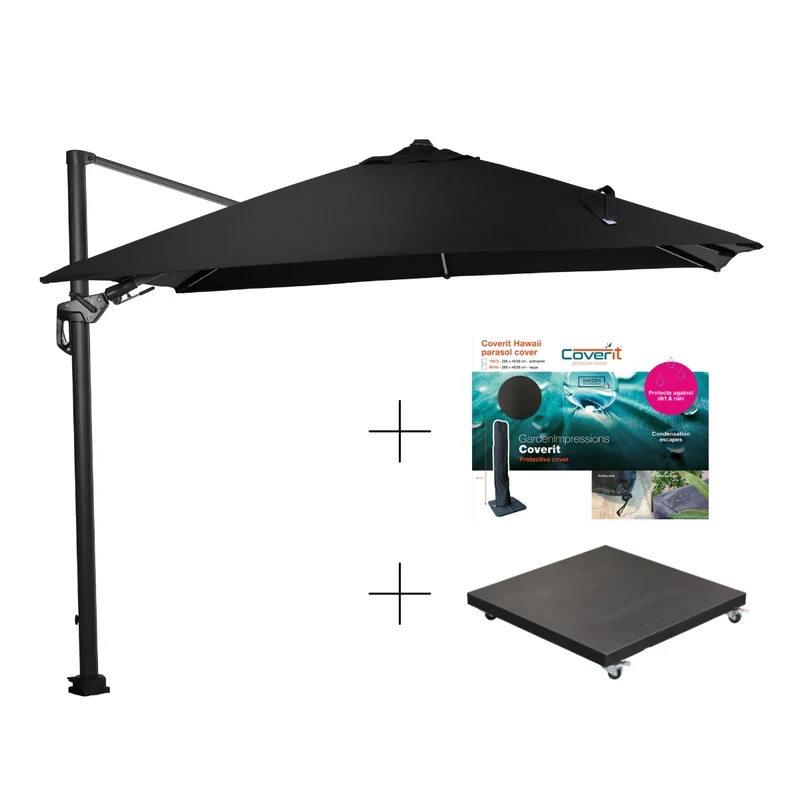 Garden Impressions Hawaii Lumen parasolset 300x300 LED verlichting zwart