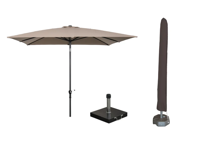 Garden Impressions Lotus parasolset 250x250 taupe met voet en hoes
