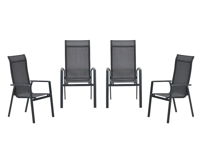 Garden Impressions Osaka stapelbare tuinstoelen set van 4 – carbon black / dark grey