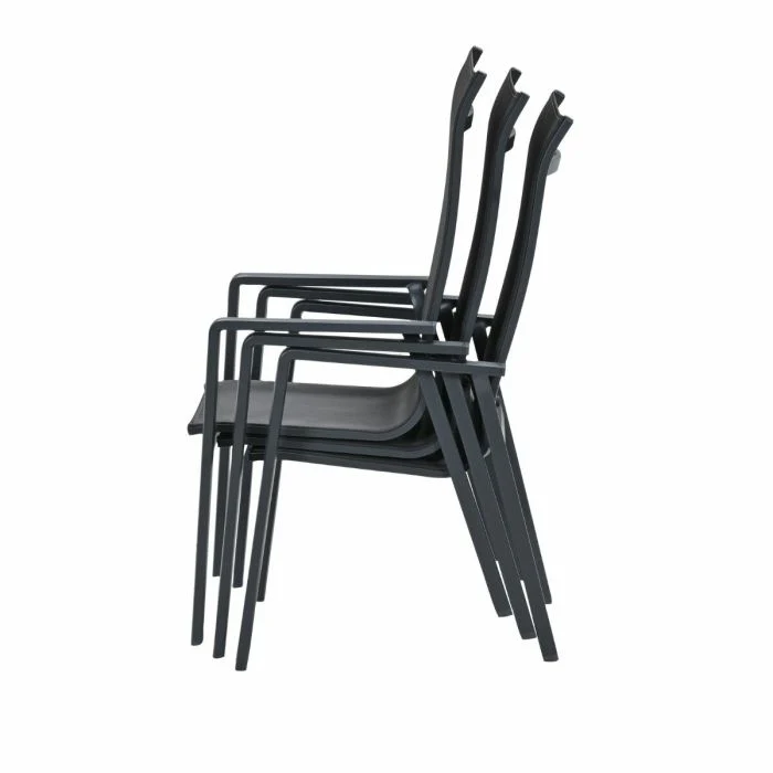 Garden Impressions Osaka stapelbare tuinstoelen set van 4 – carbon black / dark grey