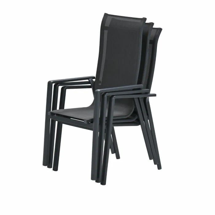 Garden Impressions Osaka stapelbare tuinstoelen set van 4 – carbon black / dark grey