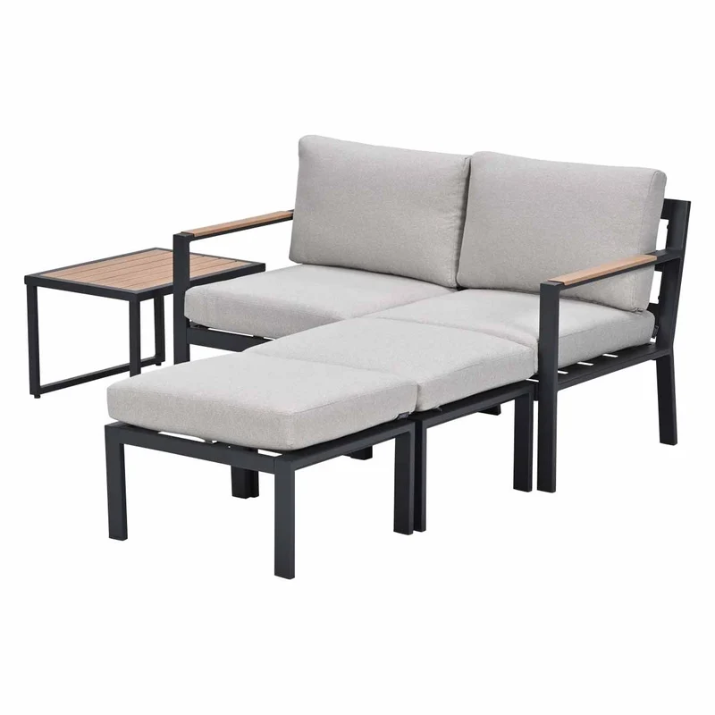 Garden Impressions Cinto loungeset - carbon black - light teak look