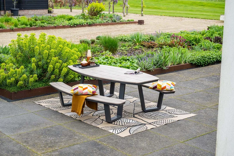 Garden Impressions Bell picknick set ovaal - 220x193 cm - houtlook