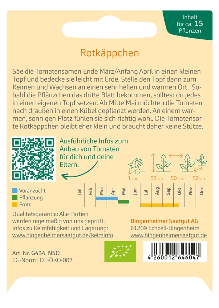 BIO Saatgut Balkontomate Rotkäppchen
