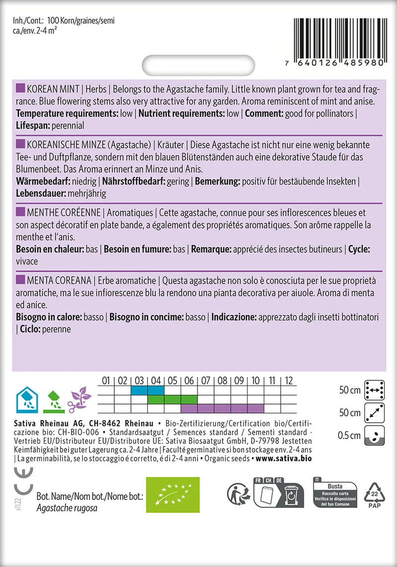 BIO Saatgut Koreanische Minze