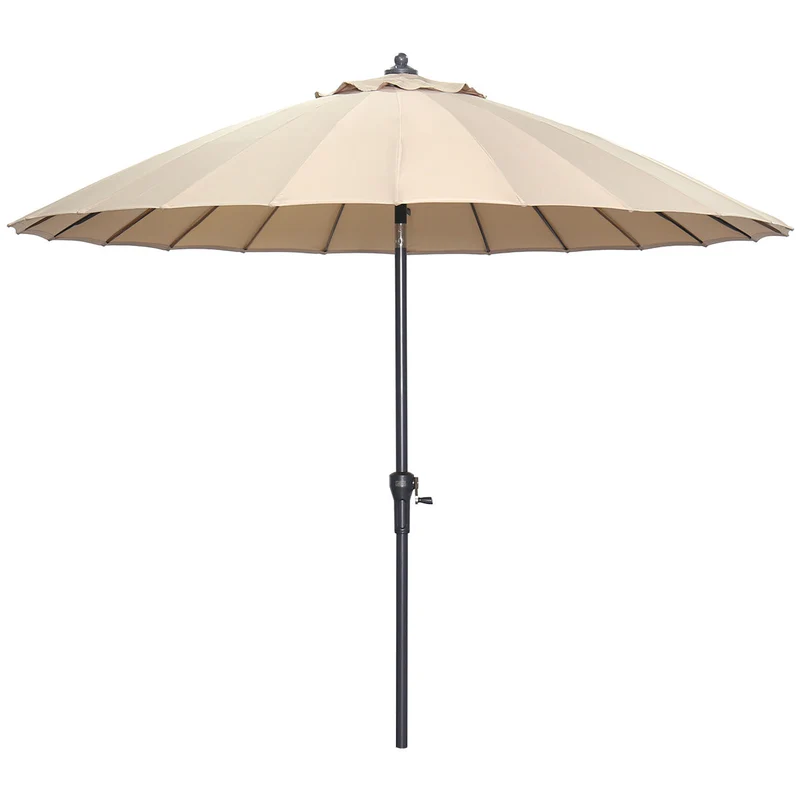 Set van ronde Manilla parasol - met parasolvoet en beschermhoes - 250 cm - Taupe