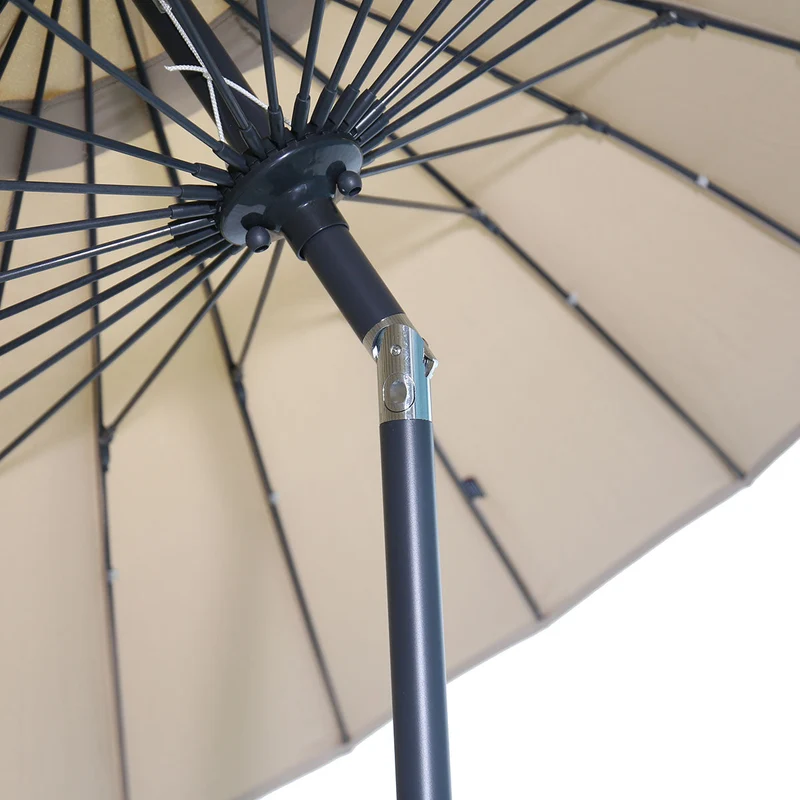 Set van ronde Manilla parasol - met parasolvoet en beschermhoes - 250 cm - Taupe
