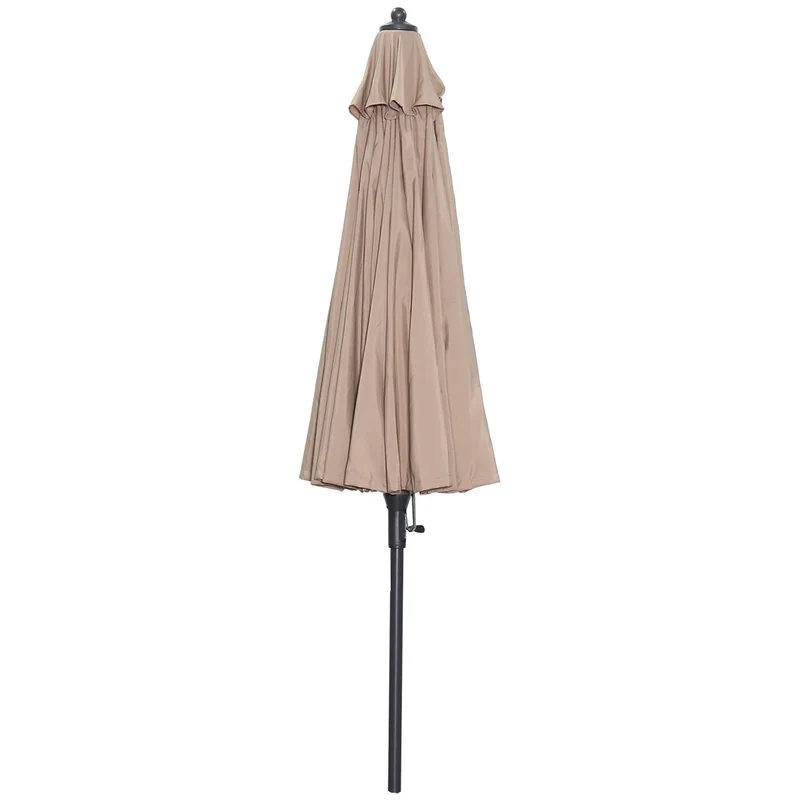 Set van ronde Manilla parasol - met parasolvoet en beschermhoes - 250 cm - Taupe