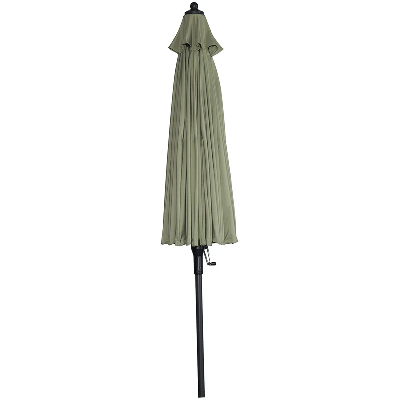Set van ronde Manilla parasol - met parasolvoet en beschermhoes - 250 cm - Olijfgroen