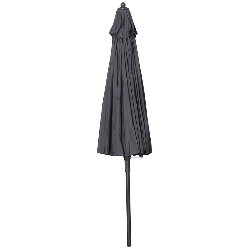 Set van ronde Manilla parasol - met parasolvoet en beschermhoes - 250 cm - Donkergrijs