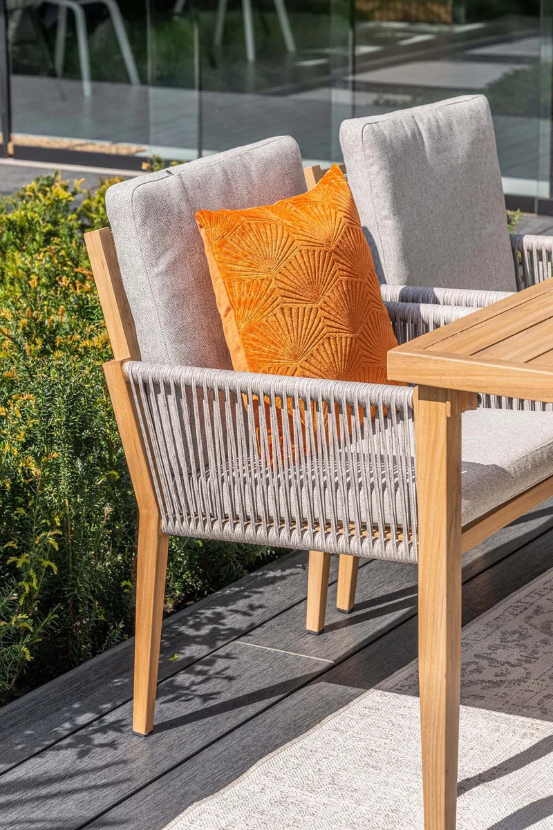 Sardinia dining fauteuil - light teaklook - TPU rope sand - dark sand