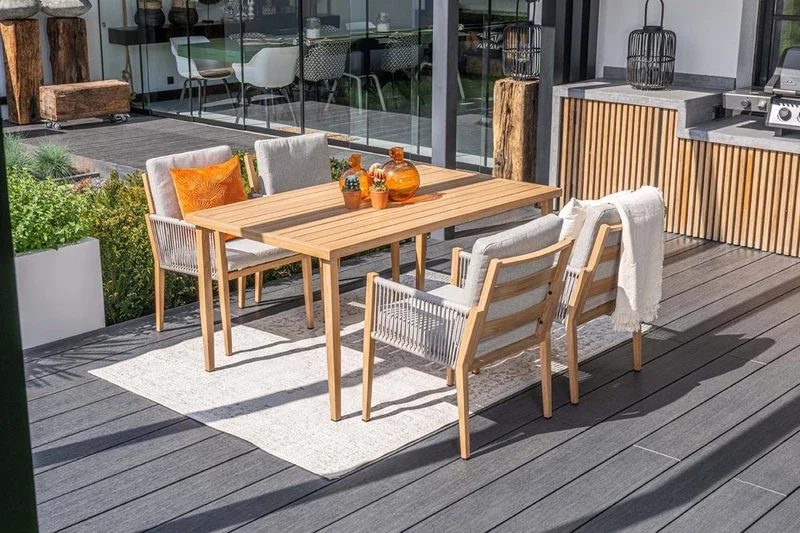 Sardinia dining fauteuil - light teaklook - TPU rope sand - dark sand