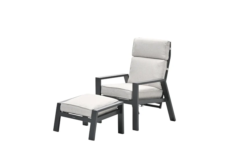 Max verstelbare fauteuil inclusief voetenbank - carbon black - desert sand