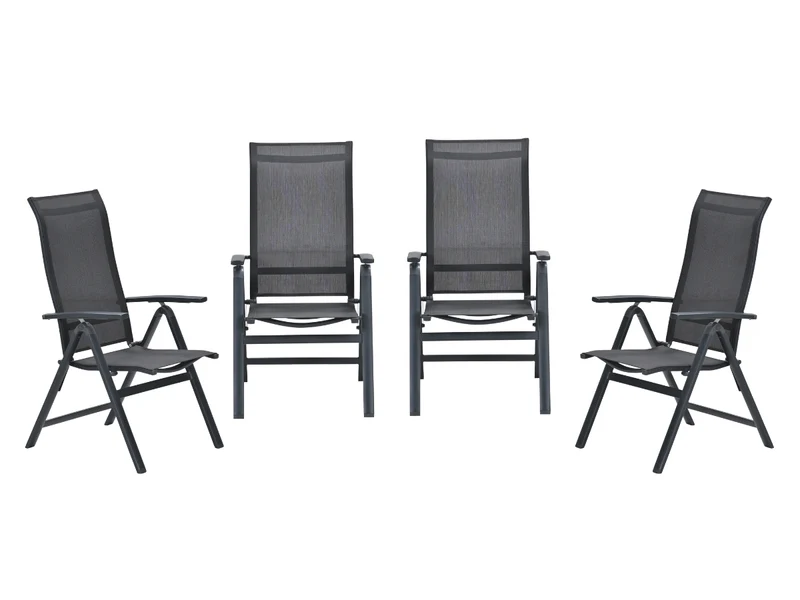 Garden Impressions Osaka verstelbare tuinstoelen set van 4 – carbon black / dark grey
