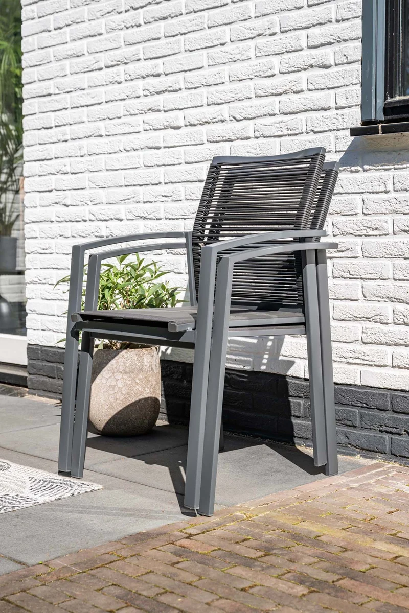 Garden Impressions Cosmo tuinstoelen set van 4 – carbon black / rope dark grey