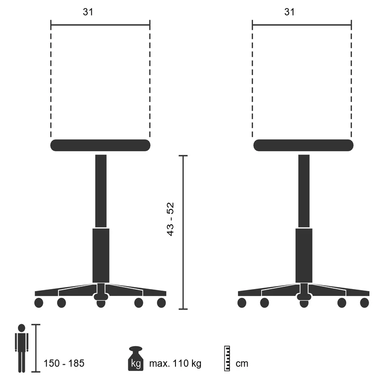 B-Ware hjh OFFICE Stehhocker Stehhilfe Hocker Balance Sit II W Stoff weiß grau