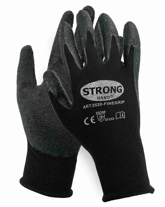 B-Ware Stronghand Arbeitshandschuhe Feinstrick Nylon Latex Größe 7 Schwarz 36 PAAR