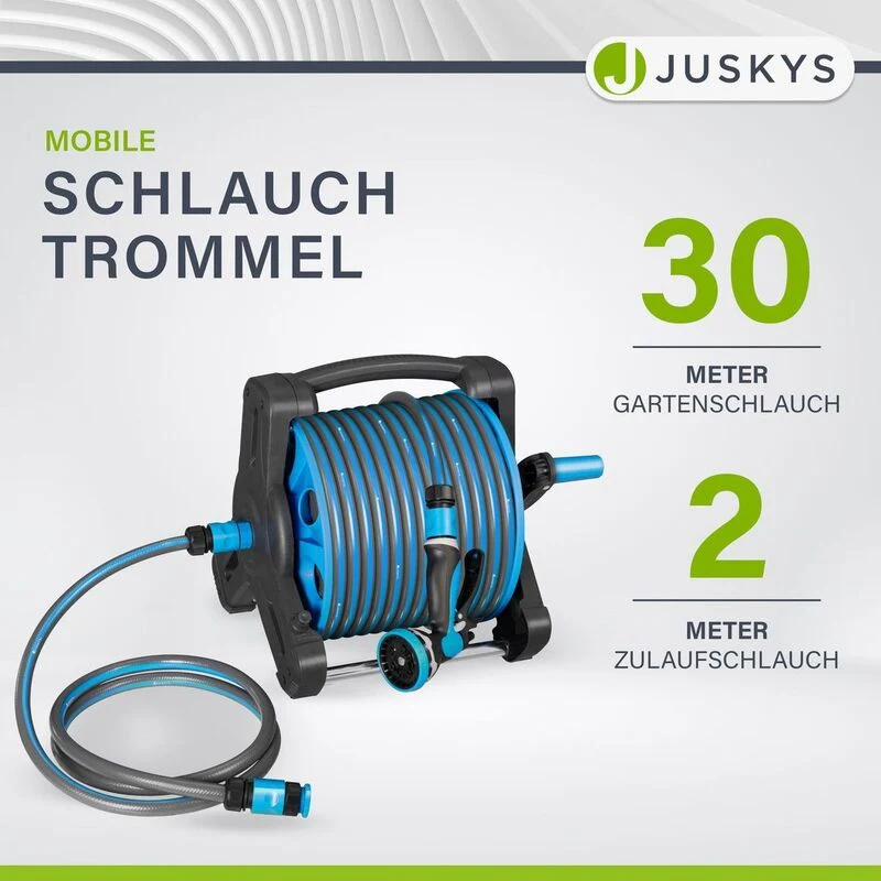 B-Ware Mobile Schlauchtrommel 30m mit Multifunktions-Handbrause und Wandaufhängung