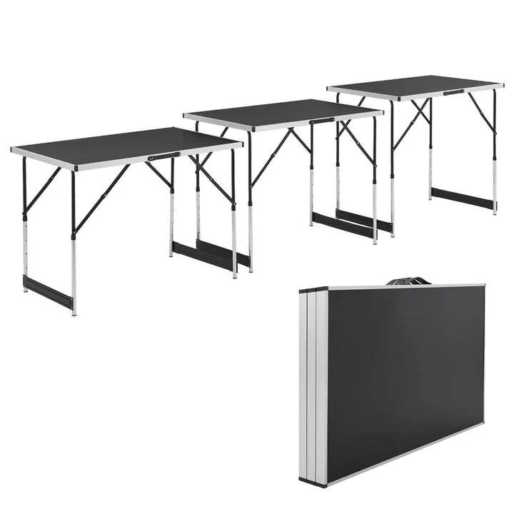 B-Ware Alu Klapptisch 3er Set Camping Tisch höhenverstellbar klappbar 100x60cm flexibel