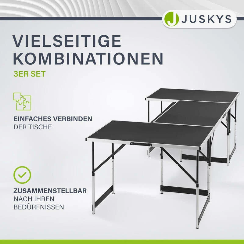 B-Ware Alu Klapptisch 3er Set Camping Tisch höhenverstellbar klappbar 100x60cm flexibel