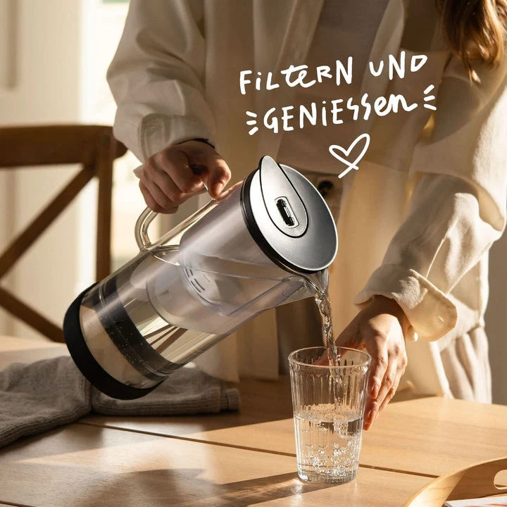 B-Ware SILBERTHAL Wasser Filterkanne Glas Wasserfilter Kartusche Wasserfilter Kalk