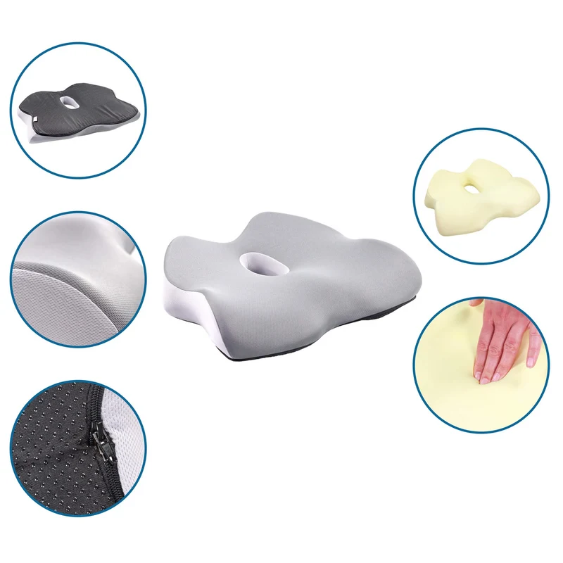 B-Ware hjh OFFICE Sitzkissen Kissen Stuhlkissen Schaum grau abnehmbar antirutsch 45