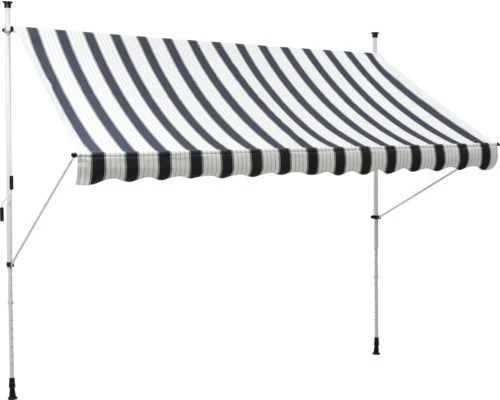 B-Ware Hornbach Klemmmarkise Balkonmarkise Sonnenschutz Markise 3x1,5 blau weiss