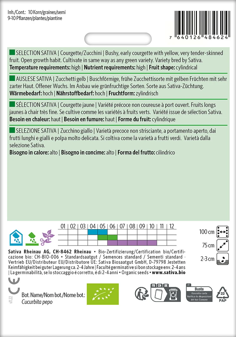 BIO Saatgut Zucchini Auslese Sativa