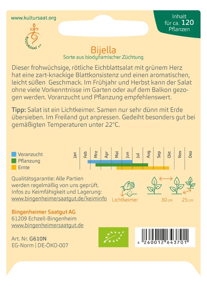 BIO Saatgut Eichblattsalat Bijella